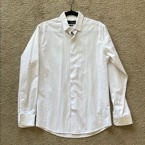 Cultura Men’s Fitted Dress Shirt Sz M White Button Down Suit Formal Staple Piece